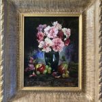 Cyrus Afsary Memory flower floral apple pear oil painting framed