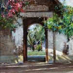 Cyrus Afsary Shrine Hallway San Juan Capistrano Mission church religion religious Jesus God Lord architecture architectural oil painting sold