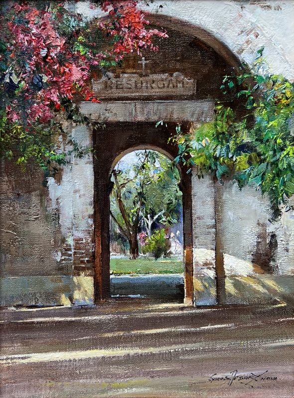 Cyrus Afsary Shrine Hallway San Juan Capistrano Mission church religion religious Jesus God Lord architecture architectural oil painting