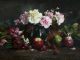 Cyrus Afsary Still Life With Carnations flower floral apple pear oil painting