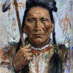 Cyrus Afsary Warrior Native American portrait western oil painting