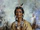Cyrus Afsary Woman With a Blue Vase Native American Indian woman squaw portrait figure figurative western oil painting