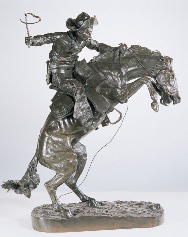 frederic remington western bronze sculpture bronco buster