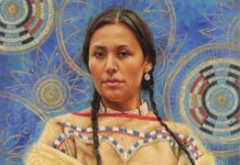 krystii melaine within life's circle Native American woman female portrait figure figurative western oil painting
