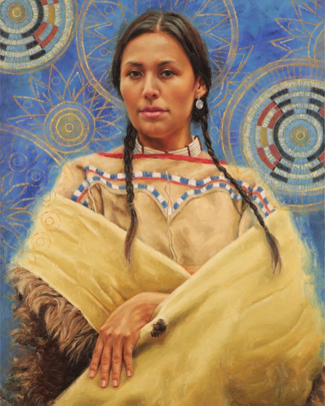 krystii melaine within life's circle Native American woman female portrait figure figurative western oil painting