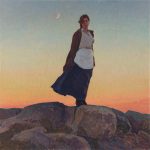 glenn dean in the balance female western landscape prairie woman figure figurative impressionistic western oil painting