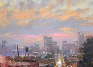 christine lushly twilight libby hill cityscape oil painting