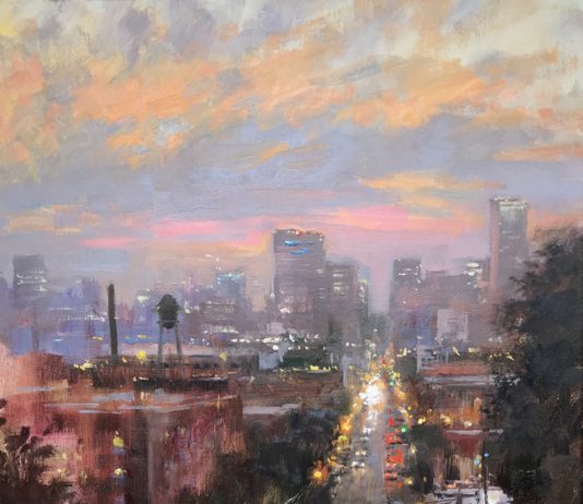 christine lushly twilight libby hill cityscape oil painting