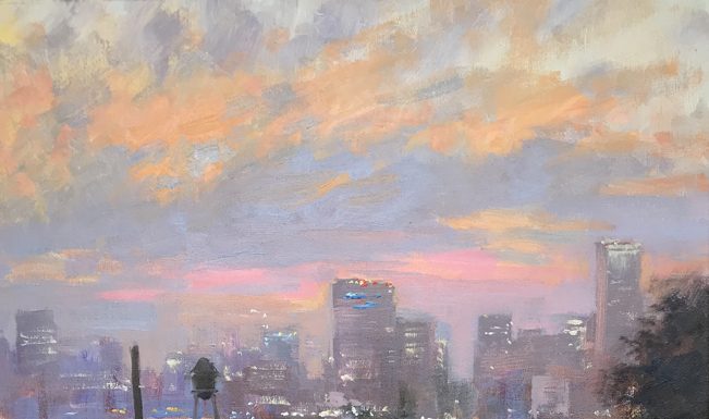 christine lushly twilight libby hill cityscape oil painting