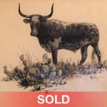 G. Harvey longhorn drawing pencil watercolor western painting