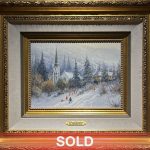 G. Harvey Childrens Wonderland church steeple religion Jesus snow play western oil painting