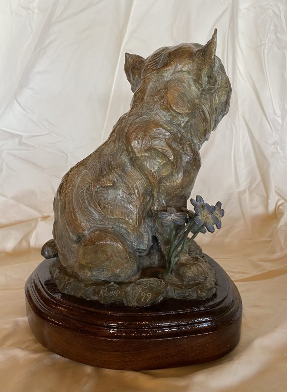 Ken Rowe Forget Me Not cat lynx bobcat wildlife bronze sculpture back