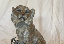 Ken Rowe Forget Me Not cat lynx bobcat wildlife bronze sculpture