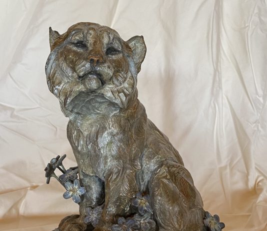 Ken Rowe Forget Me Not cat lynx bobcat wildlife bronze sculpture