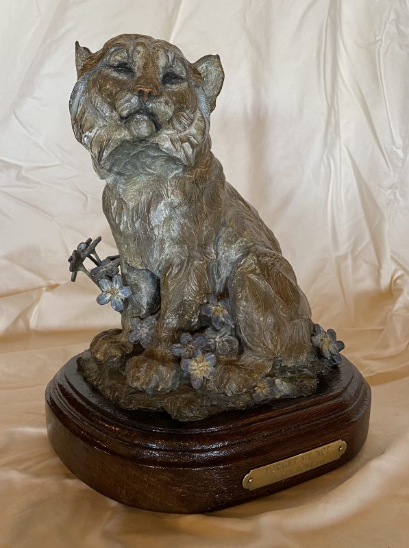 Ken Rowe Forget Me Not cat lynx bobcat wildlife bronze sculpture