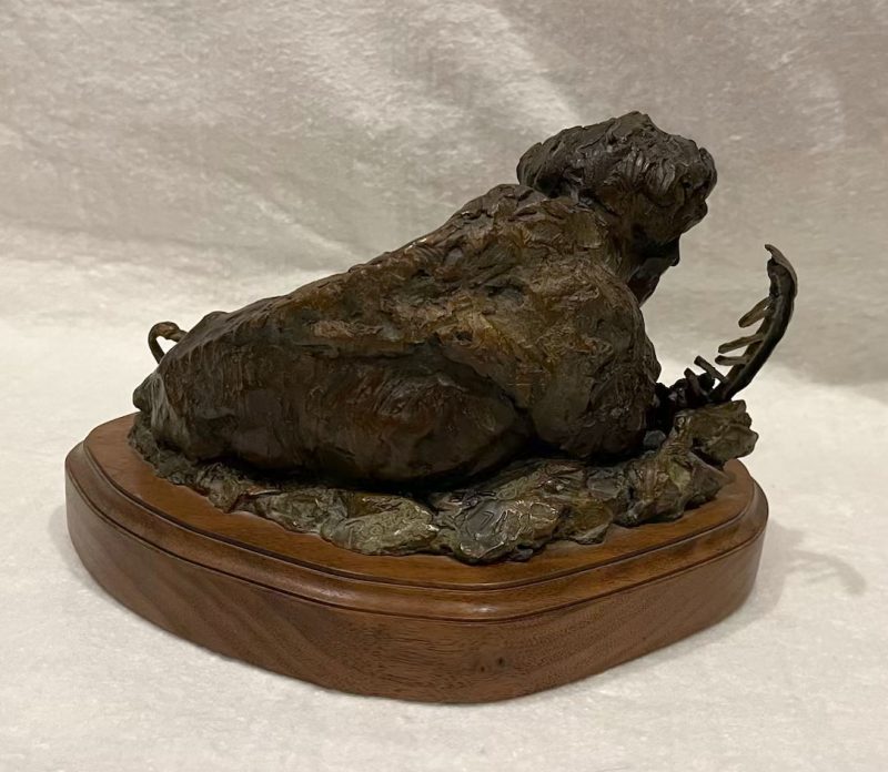 Ken Rowe Quiet Thunder buffalo bison wagon wheel western bronze wildlife sculpture back