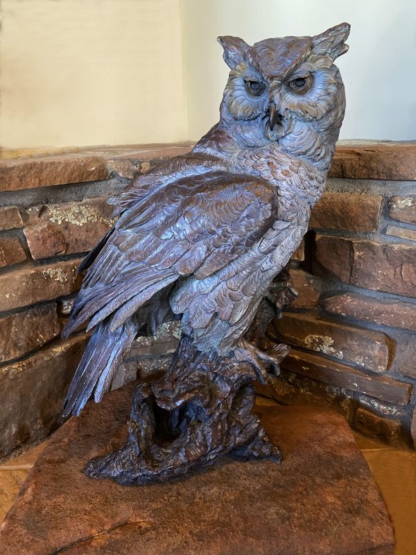 Ken Rowe Scholar Of The Moon owl wildlife sculpture bronze