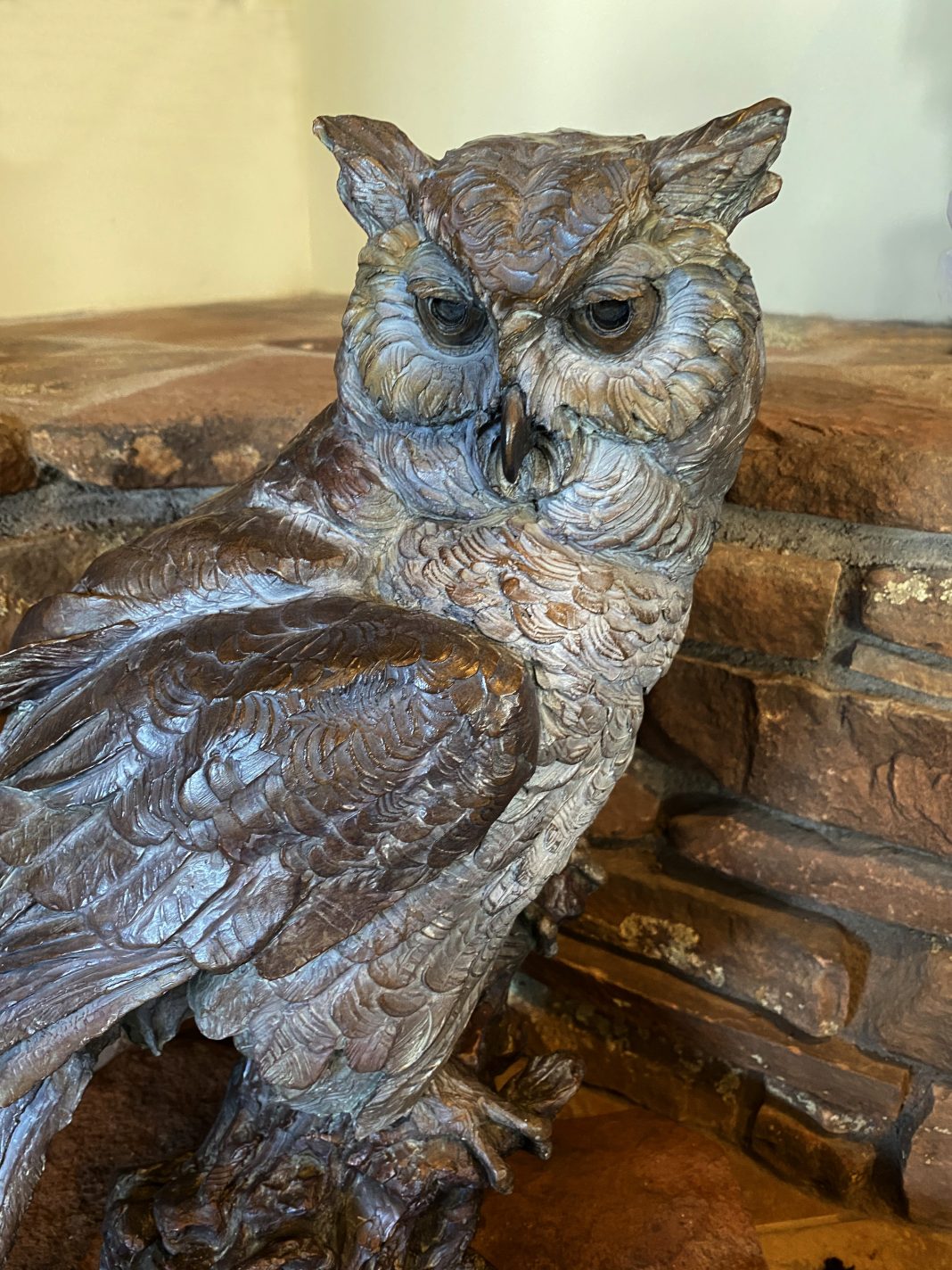 Ken Rowe Scholar Of The Moon owl wildlife sculpture bronze close up