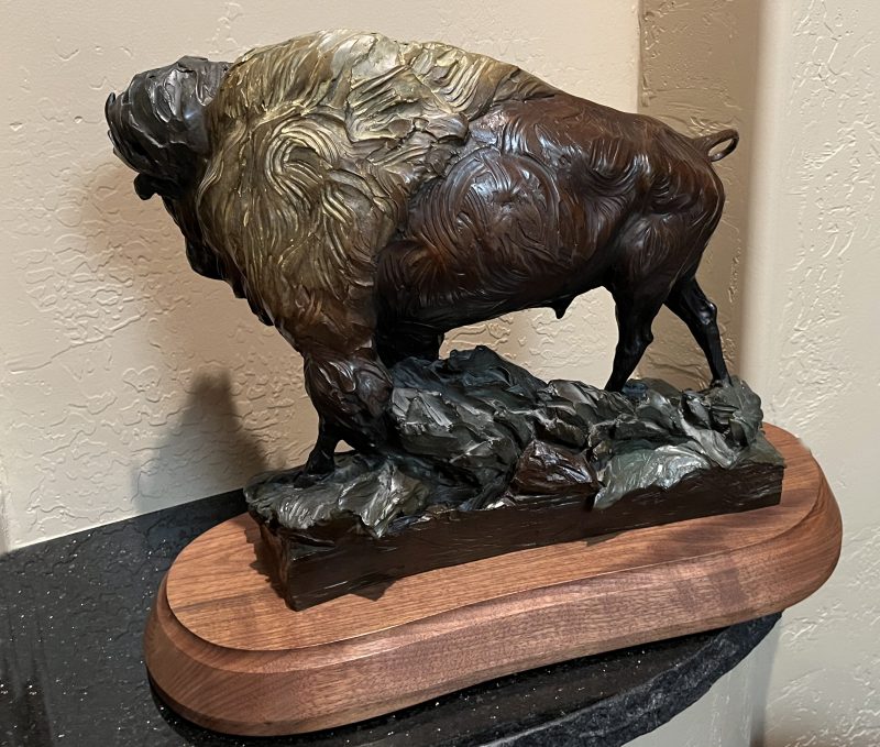 Ken Rowe The Living Legend buffalo bison wildlife bronze sculpture back