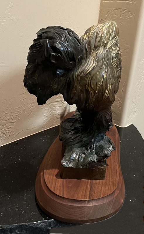 Ken Rowe The Living Legend buffalo bison wildlife bronze sculpture close up