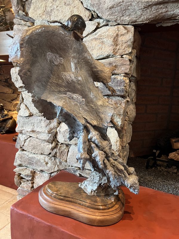 Ken Rowe White Buffalo Calf Woman Native American Indian figure figurative buffalo wildlife western bronze sculpture back