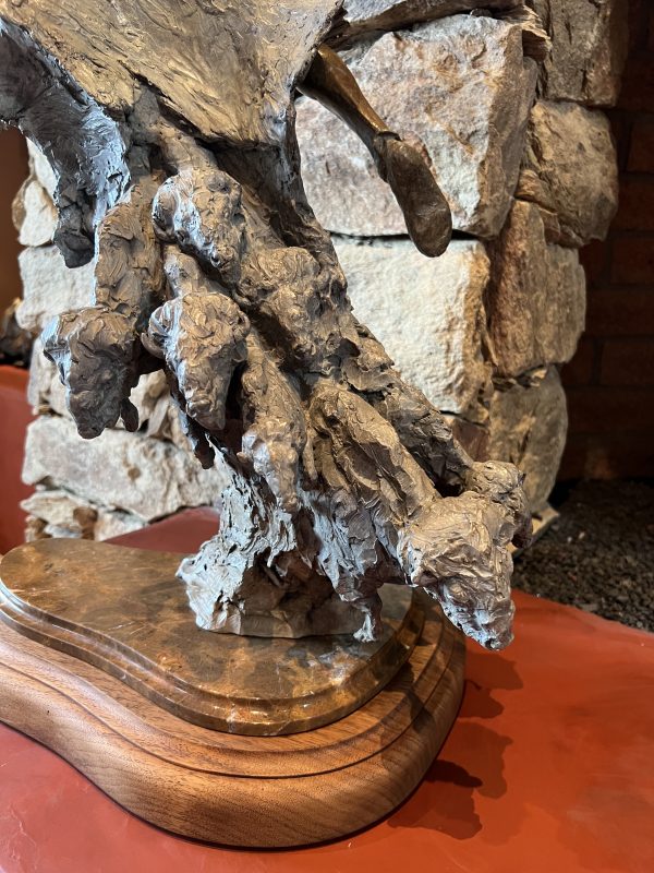 Ken Rowe White Buffalo Calf Woman Native American Indian figure figurative buffalo wildlife western bronze sculpture close buffalo