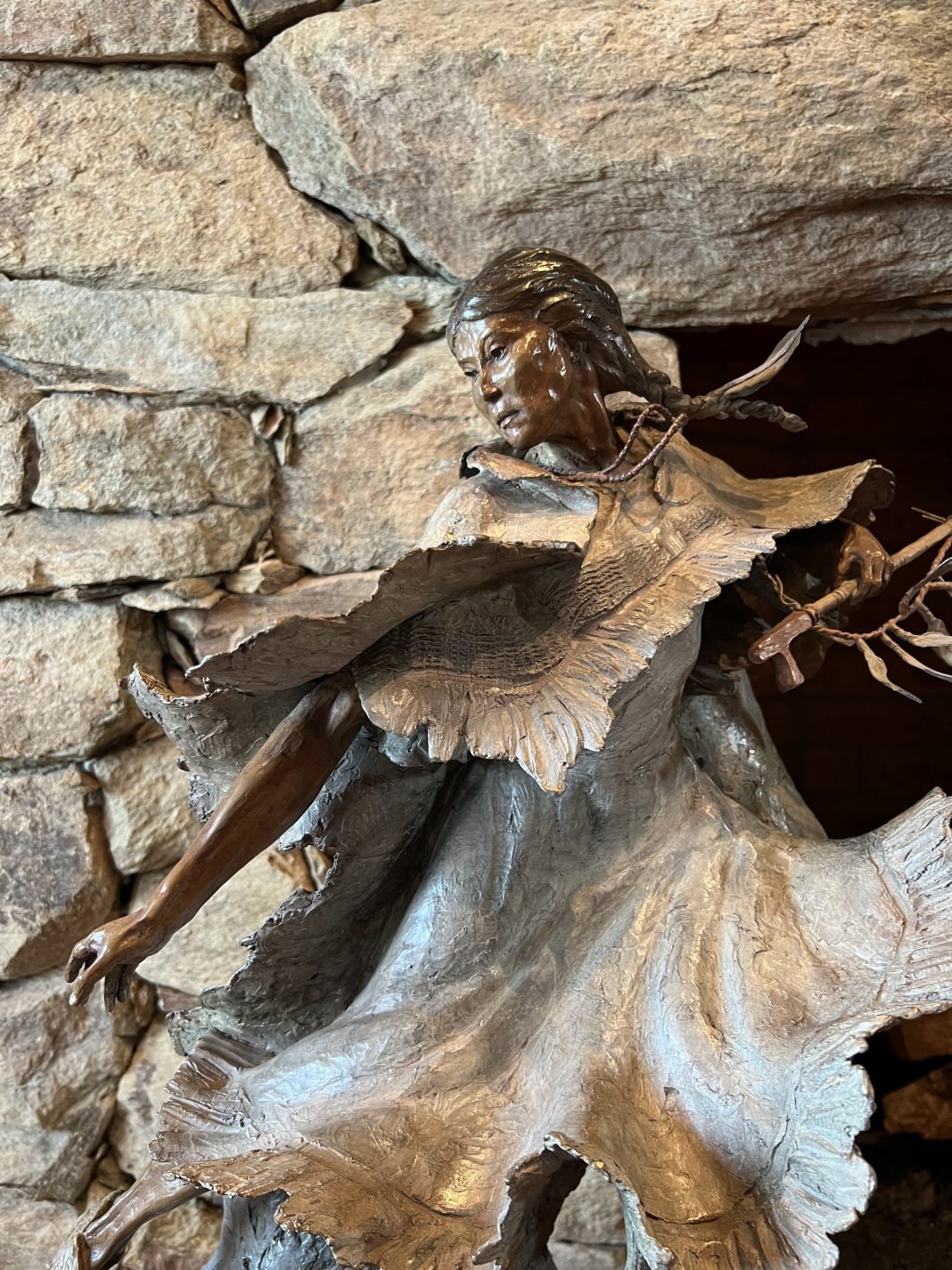 Ken Rowe White Buffalo Calf Woman Native American Indian figure figurative buffalo wildlife western bronze sculpture close