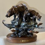 Ken Rowe Making Ends Meat bear grizzly salmon fish river water stream brook wildlife bronze sculpture