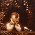 Marina Dieul La Petite Nonette child bird fantasy figure figurative oil painting