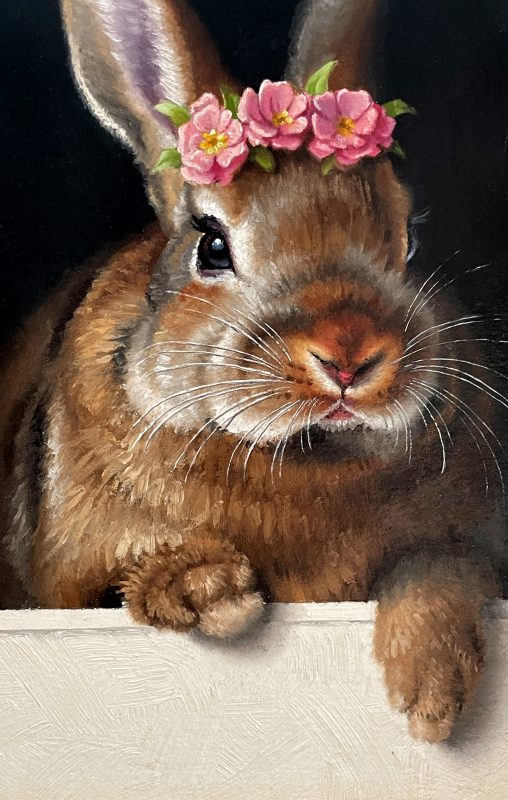 Marina Dieul Lapin 43 rabbit hare bunny western wildlife oil painting close up