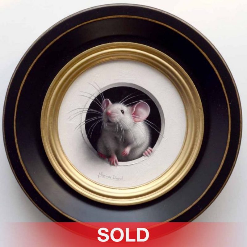 Marina Dieul Petite Souris 481 mouse mice wildlife oil painting sold