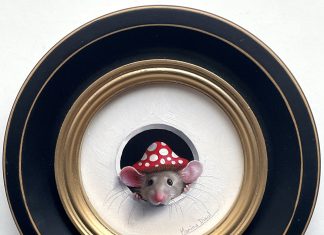 Marina Dieul Petite Souris 837 little mouse mice wildlife trompe l'oeil oil painting framed humorous art fantasy