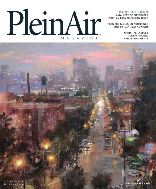 plein air magazine november 2018 cityscape, landscape figure figurative art publication