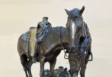 Ron Stewart Dog Tired horses equine western bronze sculpture heard dog