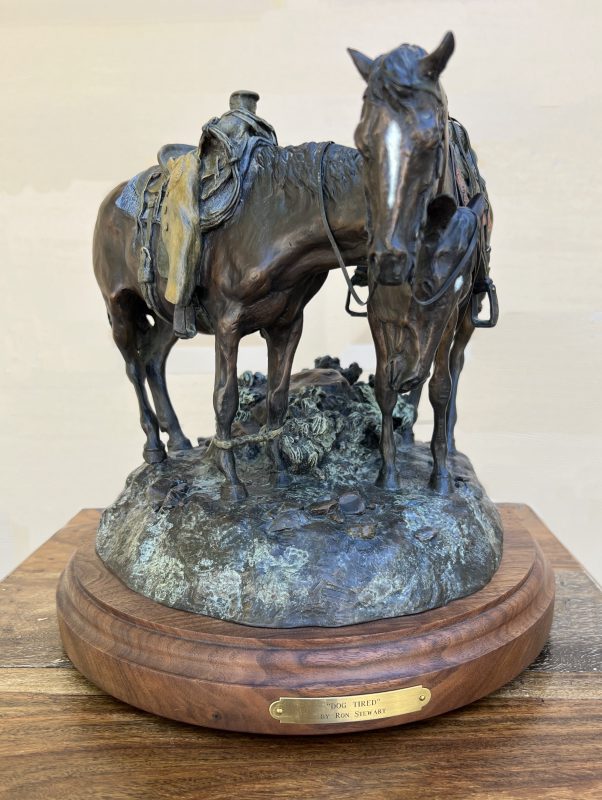 Ron Stewart Dog Tired horses equine western bronze sculpture heard dog