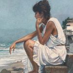 steve hanks shore steps figure figurative woman beach ocean watercolor painting