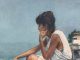 steve hanks shore steps figure figurative woman beach ocean watercolor painting