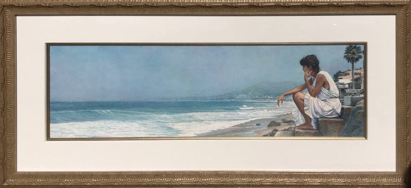 steve hanks shore steps figure figurative ocean beach watercolor painting