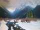 wayne wolfe mountain monarchs wildlife elk snow mountains western oil painting
