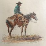 olaf wieghorst cowboy on horse horseback watercolor ink western painting