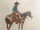 olaf wieghorst cowboy on horse horseback watercolor ink western painting