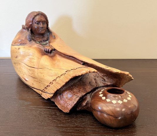 Bob Boomer Blanketed Native American Indian blanket pottery pot western woodcarving