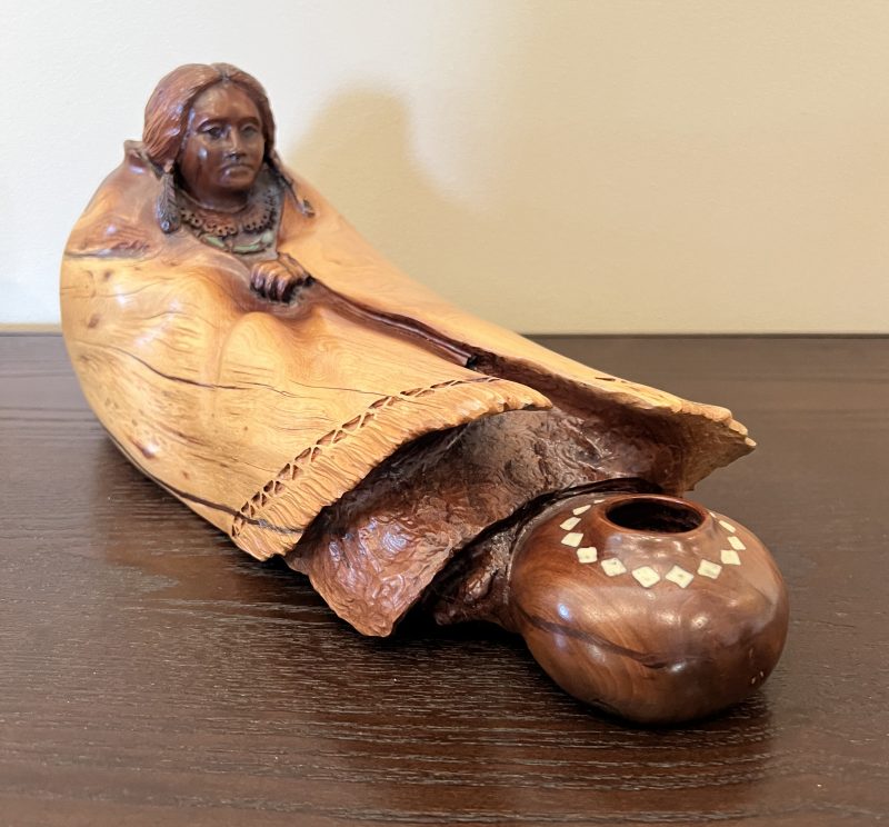 Bob Boomer Blanketed Native American Indian blanket pottery pot western woodcarving
