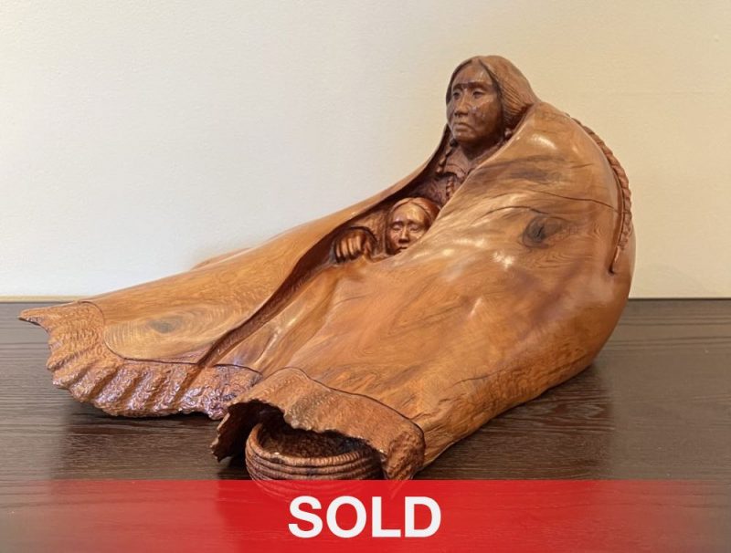 Bob Boomer Blanketed With Love Native American Indian blanket pottery pot western woodcarving sold