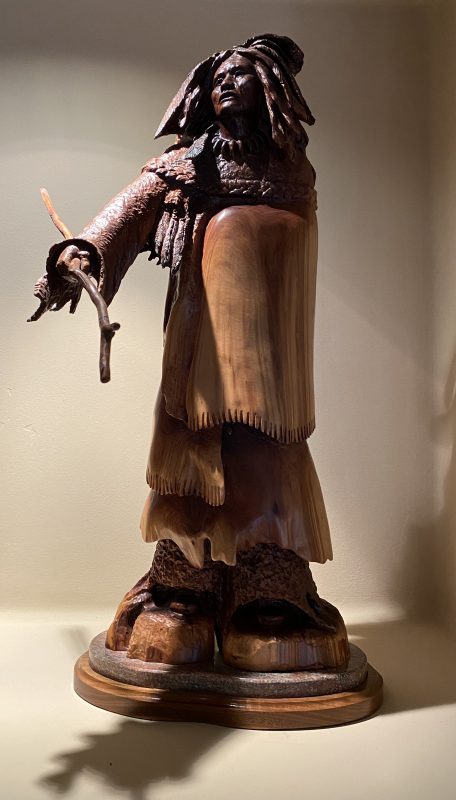 Bob Boomer Elder Native American chief warrior manzanita wood western sculpture