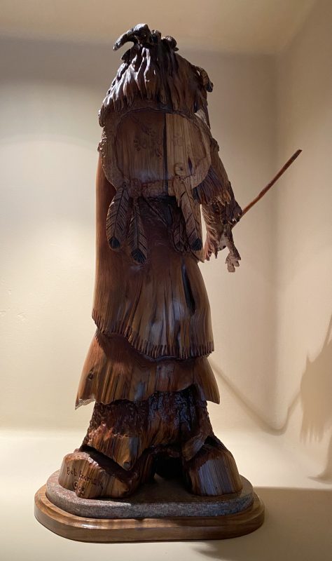 Bob Boomer Elder Native American chief warrior manzanita wood western sculpture back
