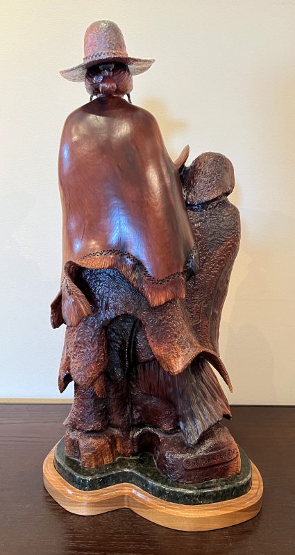 Bob Boomer Family Native American Indian man and woman figure figurative western woodcarving back