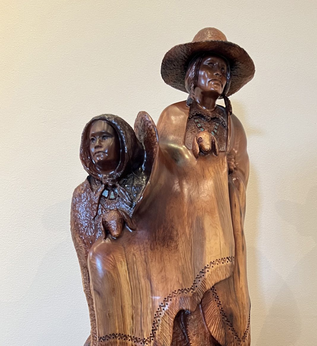 Bob Boomer Family Native American Indian man and woman figure figurative western woodcarving close