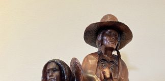 Bob Boomer Family Native American Indian man and woman figure figurative western woodcarving close