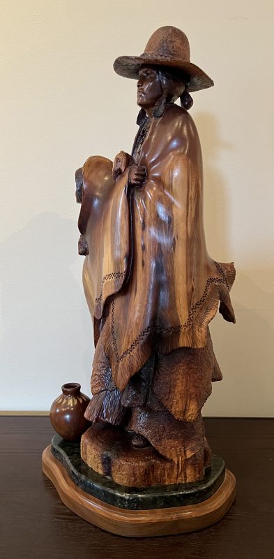 Bob Boomer Family Native American Indian man and woman figure figurative western woodcarving side